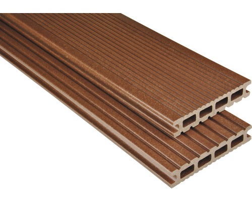 Lame de terrasse Konsta en bois composite Futura alvéolé mat 26x145 mm (au mètre à partir de 1,00 m jusqu'à 6,00 m max.) marron