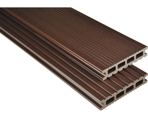 Lame de plancher Konsta WPC Futura marron chocolat mat 26x145x3500 mm