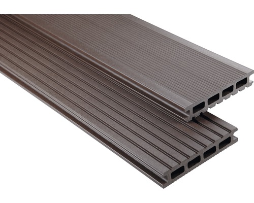 Lame de plancher Konsta WPC Primera gris brun mat 26x145x5000 mm