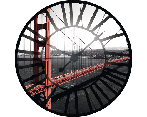 Papier peint panoramique intissé San Francisco Clock rouge gris 208 x 208 cm