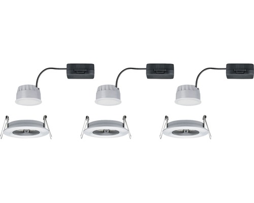 Drei Einbaustrahler mit Anschlussdose und Befestigungsfedern