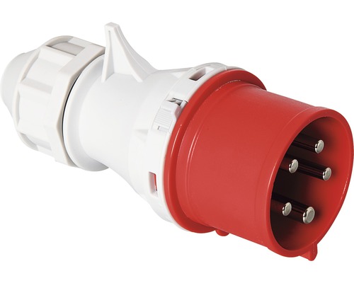 CEE Stecker 32/5 IP44 6h 5 polig vernickelt Dreiphasiger Stecker mit fünf Stiften