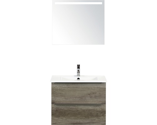 Ensemble de meubles de salle de bains Sanox Pulse Nebraska oak avec miroir et éclairage LED 71x170 cm