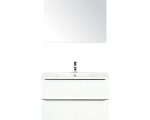 Ensemble de meubles de salle de bains Sanox Pulse blanc haute brillance 91x170 cm