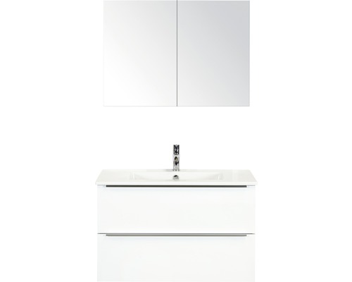 Ensemble de meubles de salle de bains Sanox Pulse blanc haute brillance 91x170 cm