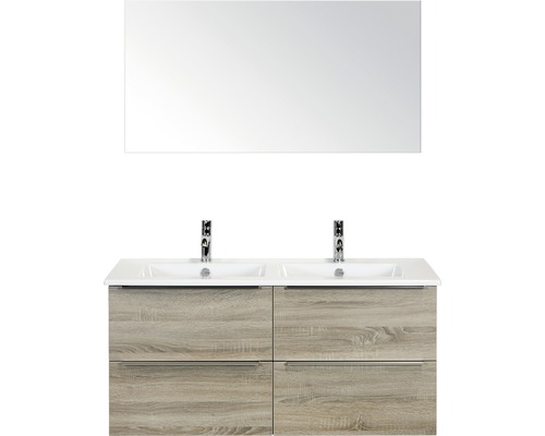 Ensemble de meubles de salle de bains Sanox Pulse chêne gris avec miroir 121x170 cm