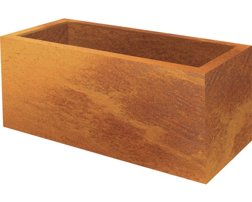 Rechteckiger Pflanzkasten aus Material mit Rostoptik