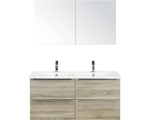 Ensemble de meubles de salle de bains Sanox Pulse chêne gris avec armoire de salle de bains à miroir 121x170 cm