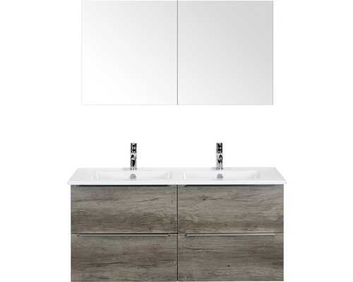 Ensemble de meubles de salle de bains Sanox Pulse Nebraska oak avec armoire de salle de bains à miroir 121x170 cm
