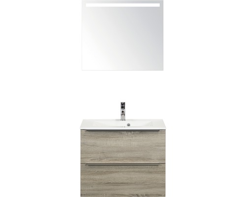 Badmöbel-Set Sanox Pulse Eiche grau incl. Spiegel mit LED-Beleuchtung 70x170 cm