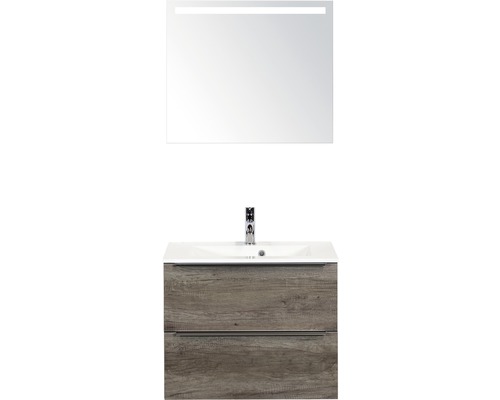 Ensemble de meubles de salle de bains Sanox Pulse Nebraska oak avec miroir et éclairage LED 70x170 cm