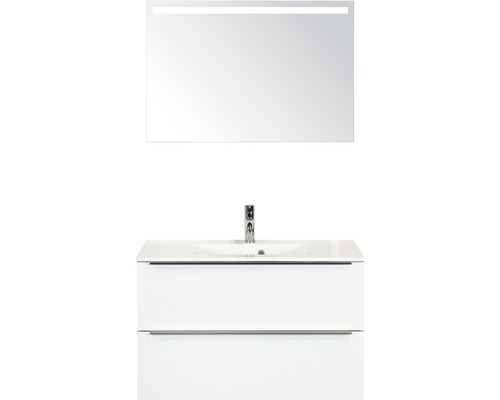 Ensemble de meubles de salle de bains Sanox Pulse blanc haute brillance 90x170 cm
