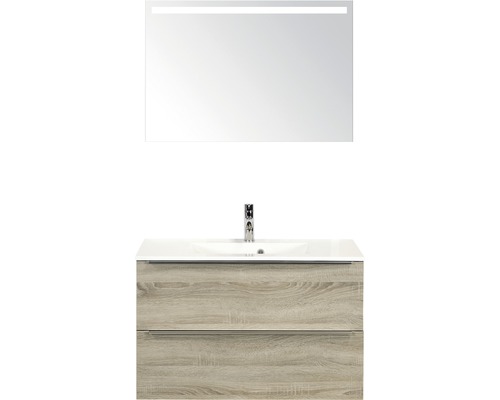 Ensemble de meubles de salle de bains Sanox Pulse chêne gris 90x170 cm