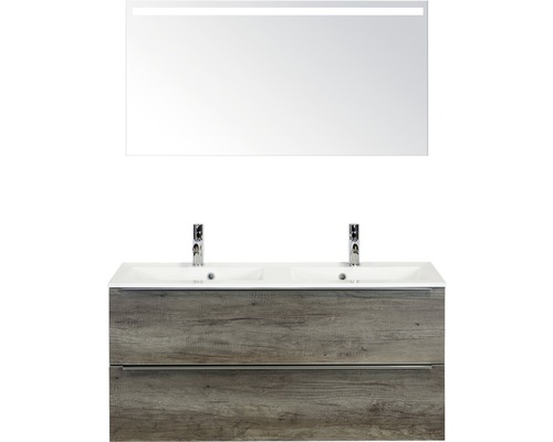 Ensemble de meubles de salle de bains Sanox Pulse Nebraska oak avec miroir et éclairage LED 120x170 cm