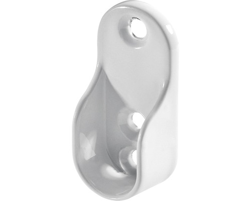 Support pour tringle à vêtements ovale métal/blanc 15x30 mm 30 pièces