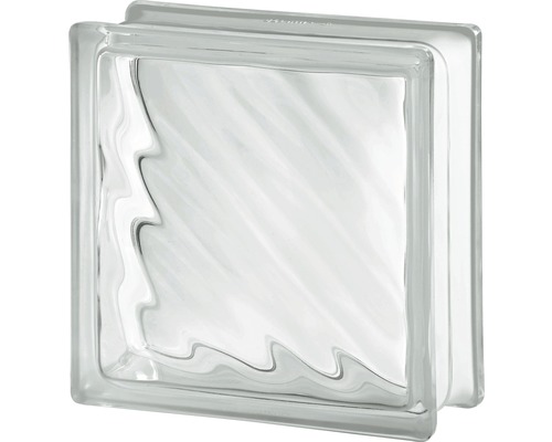 Brique de verre vague blanc 19x19x8 cm