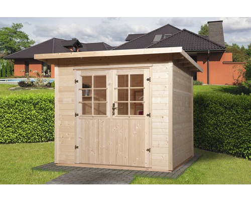 Gartenhaus weka Massivholzhaus 28 mm Gr.1 mit Fussboden 260 x 277 cm natur