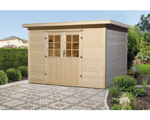 Abri de jardin weka abri en bois massif 28 mm Taille 2 avec plancher 320 x 278 cm naturel