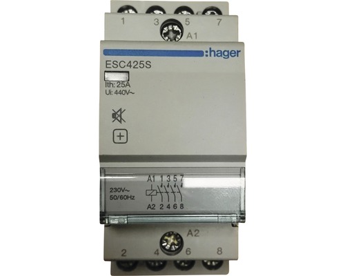 Relais d'installation silencieux Hager ESC425S 25A 4 fermetures 230V