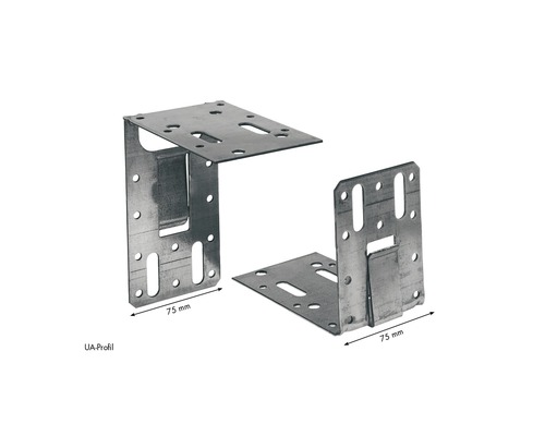 Deux connecteurs d''angle en acier de 75 millimètres avec trous pour vis