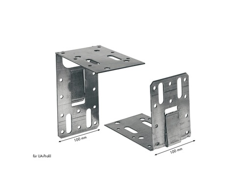 Deux équerres d''angle métalliques, 100 mm