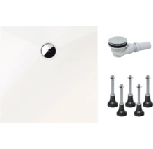 Receveur de douche avec garniture d''écoulement et pieds