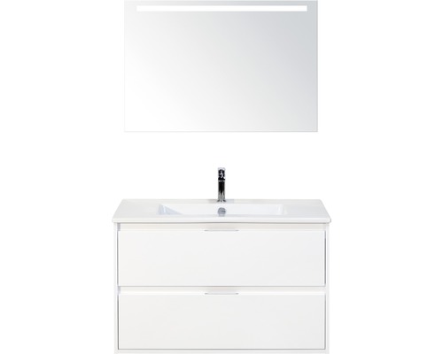Badmöbel-Set sanox Porto 90 cm weiss hochglanz 3-teilig Unterschrank inkl. Keramikwaschbecken und LED-Spiegel Badmöbel-Set sanox Porto 90 cm weiss hochglanz 3-teilig Unterschrank inkl. Keramikwaschbecken und LED-Spiegel