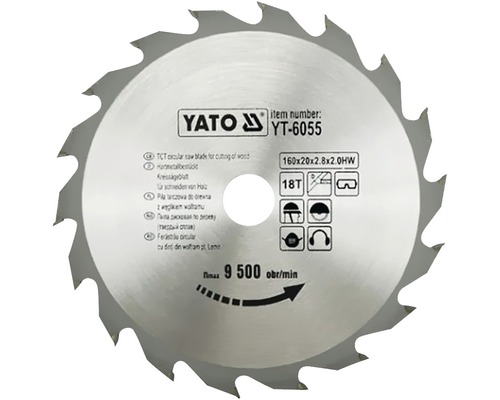 Lame de scie circulaire Yato HM 160 x 2,8 x 20 mm 18 Z