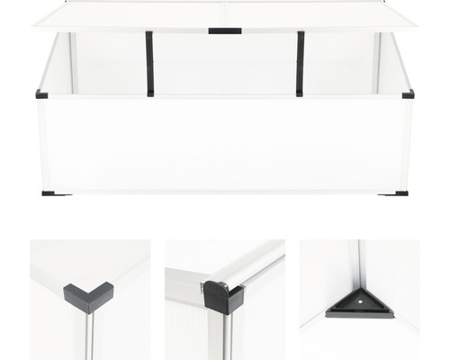 Châssis de culture avec cadre en aluminium et plaques en plastique