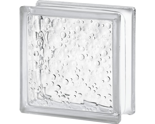 Brique de verre gouttes de pluie blanc 19x19x8 cm