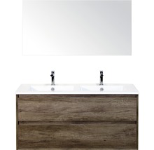 Meuble-lavabo avec double vasque, meuble bas et miroir pour la salle de bains