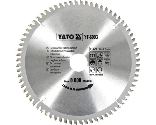 Yato Kreissägeblatt für Aluminium, 210x30x3,0x2,2 Millimeter