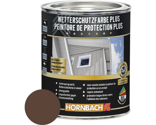 HORNBACH Holzfarbe Wetterschutzfarbe Plus braun 750 ml