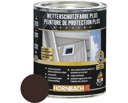 Peinture de protection du bois contre les intempéries Plus marron foncé 750 ml