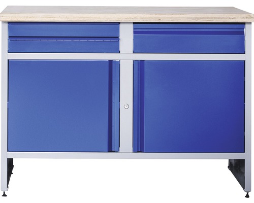 Établi Industrial A 3.0 1180 x 880 x 700 mm 2 portes 3 tiroirs gris/bleu