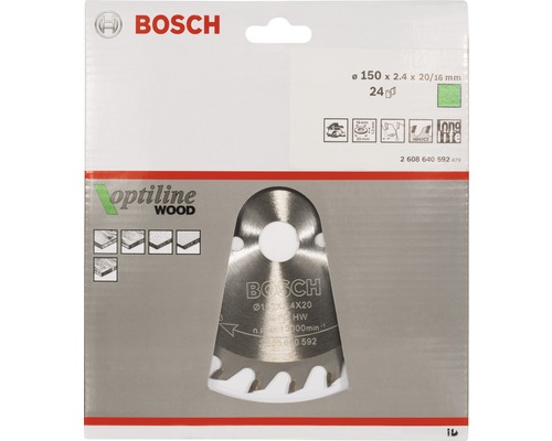 Lame de scie à immersion Bosch Optiline Wood d''un diamètre de 150 millimètres