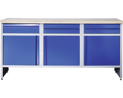 Werkbank Industrial B 3.0 1770 x 880 x 700 mm 3 Türen 5 Schubladen grau/blau
