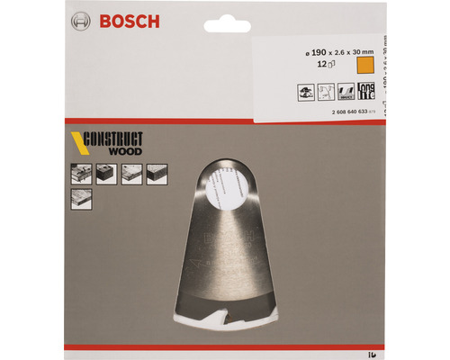 Lame de scie sabre Bosch pour bois, 190x2,6x30 millimètres