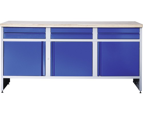 Établi Industrial B 2.0 1770 x 880 x 700 mm 3 portes 6 tiroirs gris/bleu