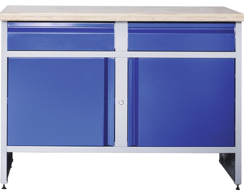 Établi Industrial A 1.0 1180 x 880 x 700 mm 2 portes 2 tiroirs gris/bleu