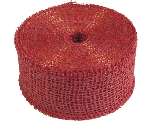 Bobine de ruban décoratif rouge avec fil d''or