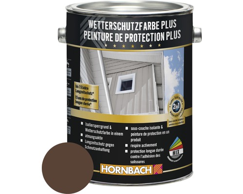 HORNBACH Holzfarbe Wetterschutzfarbe Plus braun 2,5 l