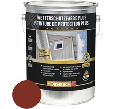 Eimer Wetterschutzfarbe mit Farbbeispiel