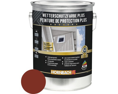 Peinture de protection du bois contre les intempéries Plus rouge Suède 5 l Peinture de protection du bois contre les intempéries Plus rouge Suède 5 l