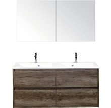 Meuble-lavabo avec meuble sous-vasque, double vasque et armoire de toilette