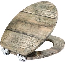 Abattant de WC aspect bois avec charnières chromées