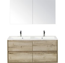 Badezimmermöbelset mit Doppelwaschtisch, Waschtischunterschrank und Spiegelschrank