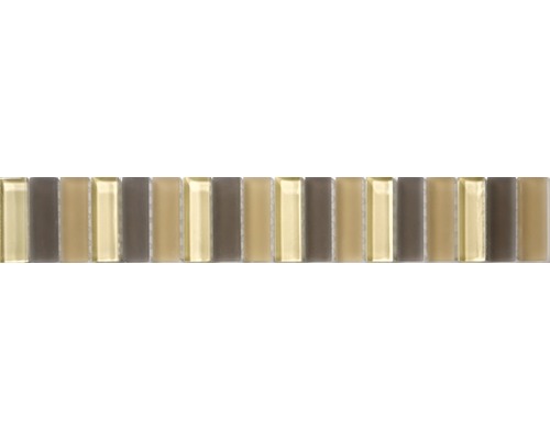 Frise en verre baguette, jaune-beige-marron 30x5 cm Mosaïque en verre