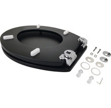Schwarzer WC-Sitz mit Montagematerial
