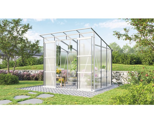 Serre Vitavia Playa 5900 panneaux alvéolés 6 mm avec cadre de fondation 258x229,4 cm alu